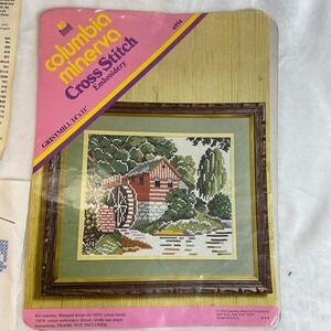 Vintage 1974 Columbia Minerva 14"x11" Cross Stitch Kit #6554 Gristmill